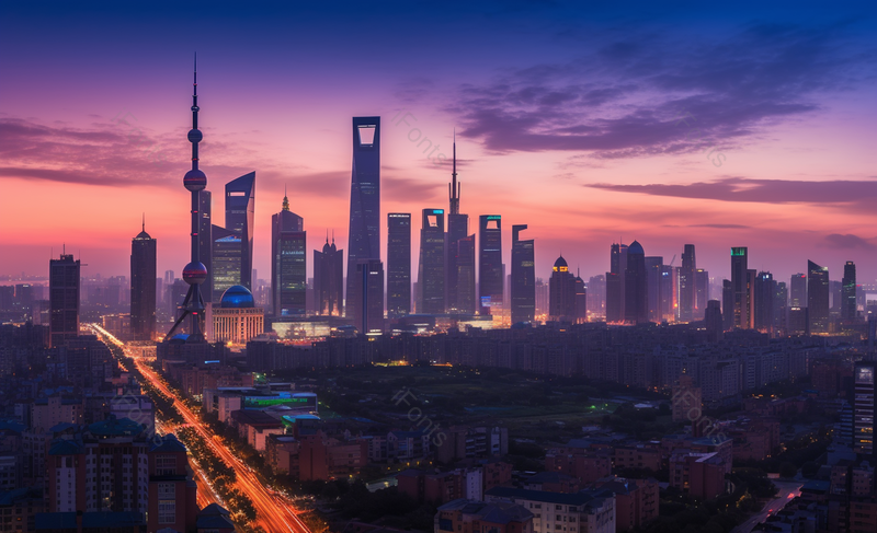紫色城市夜景高楼大厦摄影图,高清,摄影图,摄影图片,图片大全,摄影图免费下载